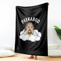 Peekaboo Jesus Funny Christian Throw Blanket Faith Humor Savior in Clouds Religious Meme
