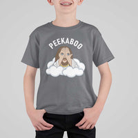 Peekaboo Jesus Funny Christian T Shirt For Kid Faith Humor Savior in Clouds Religious Meme
