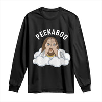 Peekaboo Jesus Funny Christian Long Sleeve Shirt Faith Humor Savior in Clouds Religious Meme