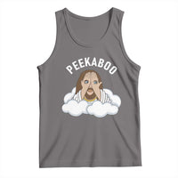 Peekaboo Jesus Funny Christian Tank Top Faith Humor Savior in Clouds Religious Meme