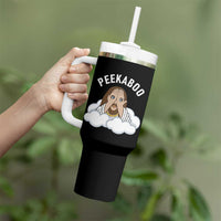 Peekaboo Jesus Funny Christian Tumbler With Handle Faith Humor Savior in Clouds Religious Meme