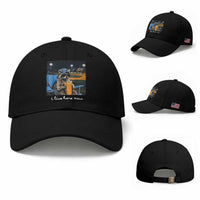 Funny Raccoon Baseball Game Day Meme Baseball Cap I Live Here Now Trash Panda Iced Coffee Night