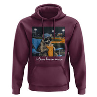 Funny Raccoon Baseball Game Day Meme Hoodie I Live Here Now Trash Panda Iced Coffee Night