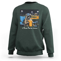 Funny Raccoon Baseball Game Day Meme Sweatshirt I Live Here Now Trash Panda Iced Coffee Night