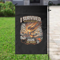 I Survived The Cleveland Meteor 2026 Garden Flag Funny Ohio Apocalypse Meme Vintage Football Fan Humor