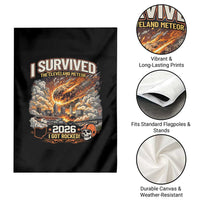 I Survived The Cleveland Meteor 2026 Garden Flag Funny Ohio Apocalypse Meme Vintage Football Fan Humor