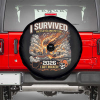 I Survived The Cleveland Meteor 2026 Spare Tire Cover Funny Ohio Apocalypse Meme Vintage Football Fan Humor