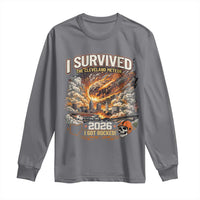 I Survived The Cleveland Meteor 2026 Long Sleeve Shirt Funny Ohio Apocalypse Meme Vintage Football Fan Humor