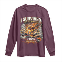 I Survived The Cleveland Meteor 2026 Long Sleeve Shirt Funny Ohio Apocalypse Meme Vintage Football Fan Humor