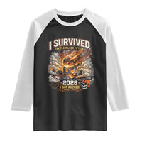 I Survived The Cleveland Meteor 2026 Raglan Shirt Funny Ohio Apocalypse Meme Vintage Football Fan Humor