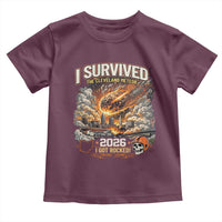 I Survived The Cleveland Meteor 2026 Toddler T Shirt Funny Ohio Apocalypse Meme Vintage Football Fan Humor