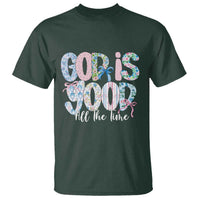 God Is Good All The Time Coquette Christian Faith T Shirt Floral Patchwork Aesthetic Bow Cute Religious Gift