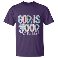 God Is Good All The Time Coquette Christian Faith T Shirt Floral Patchwork Aesthetic Bow Cute Religious Gift