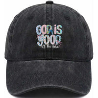 God Is Good All The Time Coquette Christian Faith Washed Cotton Baseball Cap Floral Patchwork Aesthetic Bow Cute Religious Gift