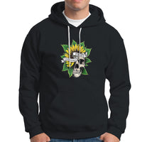 Black hoodie with skull and sunflower flower graphic, front kangaroo pocket and hood