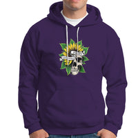 Purple hoodie with skull and sunflower flower graphic, front kangaroo pocket and hood