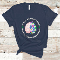 Mental Health Matters T Shirt Mental Health Matters In May We Wear Green Mental Health Awareness Floral Human Brain With Flowers - Wonder Print Shop