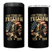 250 Years of Freedom George Washington Rock Star 4 in 1 Can Cooler Tumbler Funny Electric Guitar Player Vintage American Flag 1776 to 2026 Semiquincentennial