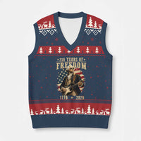 250 Years of Freedom George Washington Rock Star V-Neck Knit Sweater Vest Funny Electric Guitar Player Vintage American Flag 1776 to 2026 Semiquincentennial