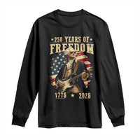 250 Years of Freedom George Washington Rock Star Long Sleeve Shirt Funny Electric Guitar Player Vintage American Flag 1776 to 2026 Semiquincentennial