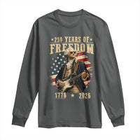 250 Years of Freedom George Washington Rock Star Long Sleeve Shirt Funny Electric Guitar Player Vintage American Flag 1776 to 2026 Semiquincentennial