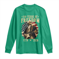 250 Years of Freedom George Washington Rock Star Long Sleeve Shirt Funny Electric Guitar Player Vintage American Flag 1776 to 2026 Semiquincentennial