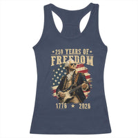 250 Years of Freedom George Washington Rock Star Racerback Tank Top Funny Electric Guitar Player Vintage American Flag 1776 to 2026 Semiquincentennial