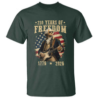 250 Years of Freedom George Washington Rock Star T Shirt Funny Electric Guitar Player Vintage American Flag 1776 to 2026 Semiquincentennial