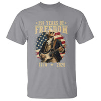 250 Years of Freedom George Washington Rock Star T Shirt Funny Electric Guitar Player Vintage American Flag 1776 to 2026 Semiquincentennial
