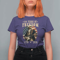 250 Years of Freedom George Washington Rock Star T Shirt For Women Funny Electric Guitar Player Vintage American Flag 1776 to 2026 Semiquincentennial