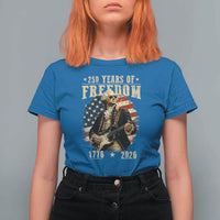250 Years of Freedom George Washington Rock Star T Shirt For Women Funny Electric Guitar Player Vintage American Flag 1776 to 2026 Semiquincentennial