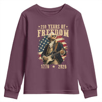 250 Years of Freedom George Washington Rock Star Youth Sweatshirt Funny Electric Guitar Player Vintage American Flag 1776 to 2026 Semiquincentennial