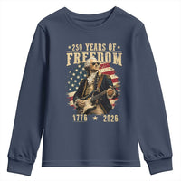 250 Years of Freedom George Washington Rock Star Youth Sweatshirt Funny Electric Guitar Player Vintage American Flag 1776 to 2026 Semiquincentennial