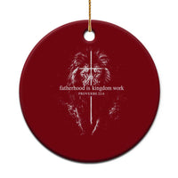 Christian Dad Lion of Judah Cross Spiritual Warrior Ceramic Ornament Fatherhood Is Kingdom Work Proverbs 22:6 Religious Fathers Day