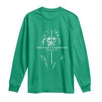 Christian Dad Lion of Judah Cross Spiritual Warrior Long Sleeve Shirt Fatherhood Is Kingdom Work Proverbs 22:6 Religious Fathers Day
