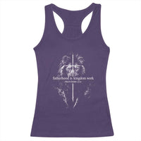 Christian Dad Lion of Judah Cross Spiritual Warrior Racerback Tank Top Fatherhood Is Kingdom Work Proverbs 22:6 Religious Fathers Day