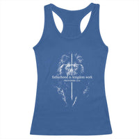 Christian Dad Lion of Judah Cross Spiritual Warrior Racerback Tank Top Fatherhood Is Kingdom Work Proverbs 22:6 Religious Fathers Day