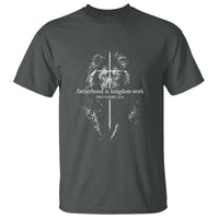 Christian Dad Lion of Judah Cross Spiritual Warrior T Shirt Fatherhood Is Kingdom Work Proverbs 22:6 Religious Fathers Day