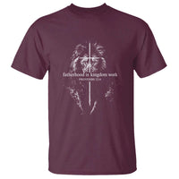 Christian Dad Lion of Judah Cross Spiritual Warrior T Shirt Fatherhood Is Kingdom Work Proverbs 22:6 Religious Fathers Day