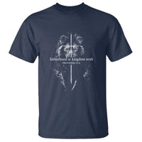Christian Dad Lion of Judah Cross Spiritual Warrior T Shirt Fatherhood Is Kingdom Work Proverbs 22:6 Religious Fathers Day