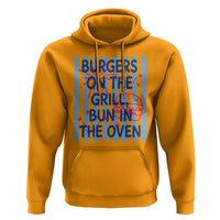 Patriotic 4th of July Pregnancy Announcement Preppy Style Hoodie Burgers On The Grill Bun In The Oven Summer BBQ