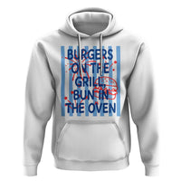 Patriotic 4th of July Pregnancy Announcement Preppy Style Hoodie Burgers On The Grill Bun In The Oven Summer BBQ