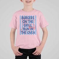 Patriotic 4th of July Pregnancy Announcement Preppy Style T Shirt For Kid Burgers On The Grill Bun In The Oven Summer BBQ