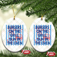 Patriotic 4th of July Pregnancy Announcement Preppy Style Ceramic Ornament Burgers On The Grill Bun In The Oven Summer BBQ