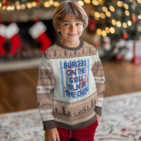 Patriotic 4th of July Pregnancy Announcement Preppy Style Ugly Christmas Sweater Burgers On The Grill Bun In The Oven Summer BBQ