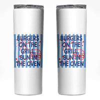 Patriotic 4th of July Pregnancy Announcement Preppy Style Skinny Tumbler Burgers On The Grill Bun In The Oven Summer BBQ