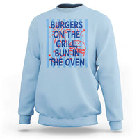 Patriotic 4th of July Pregnancy Announcement Preppy Style Sweatshirt Burgers On The Grill Bun In The Oven Summer BBQ