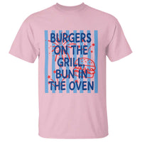 Patriotic 4th of July Pregnancy Announcement Preppy Style T Shirt Burgers On The Grill Bun In The Oven Summer BBQ