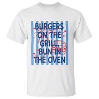 Patriotic 4th of July Pregnancy Announcement Preppy Style T Shirt Burgers On The Grill Bun In The Oven Summer BBQ