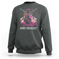 Female Veteran Sweatshirt Beautiful And Deadly Proud American Women Soldier - Wonder Print Shop